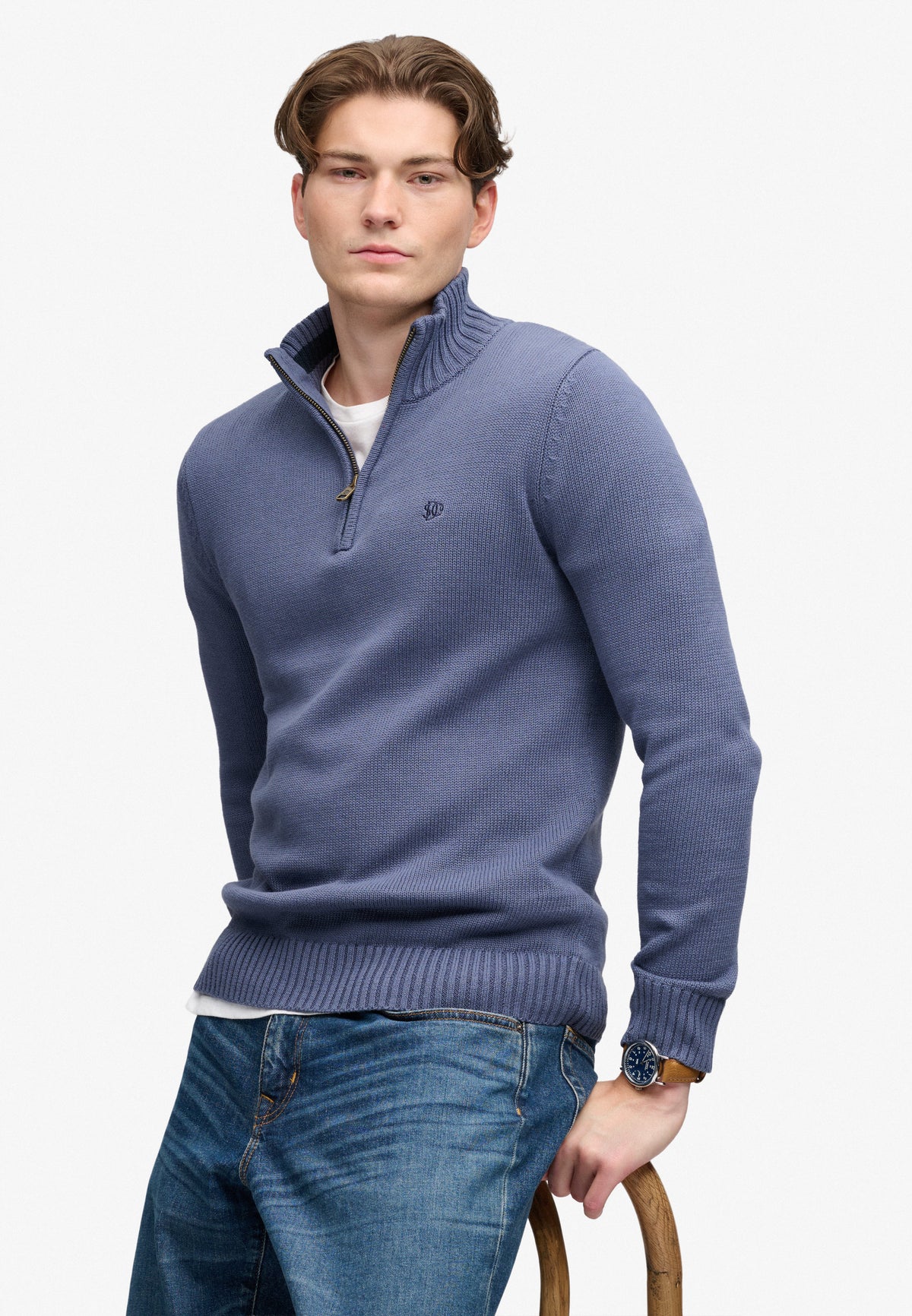 cotton half zip knit