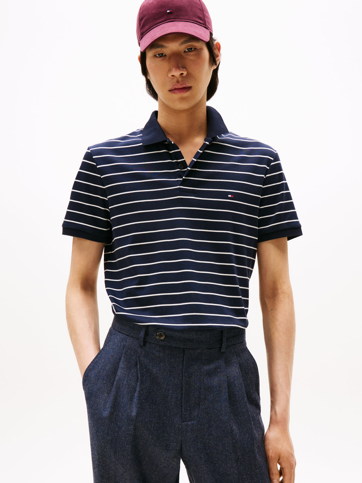 Regular Fit Interlock Knit Polo Shirt Navy Blue