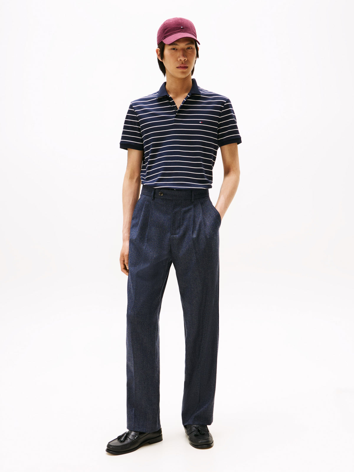 Regular Fit Interlock Knit Polo Shirt Navy Blue