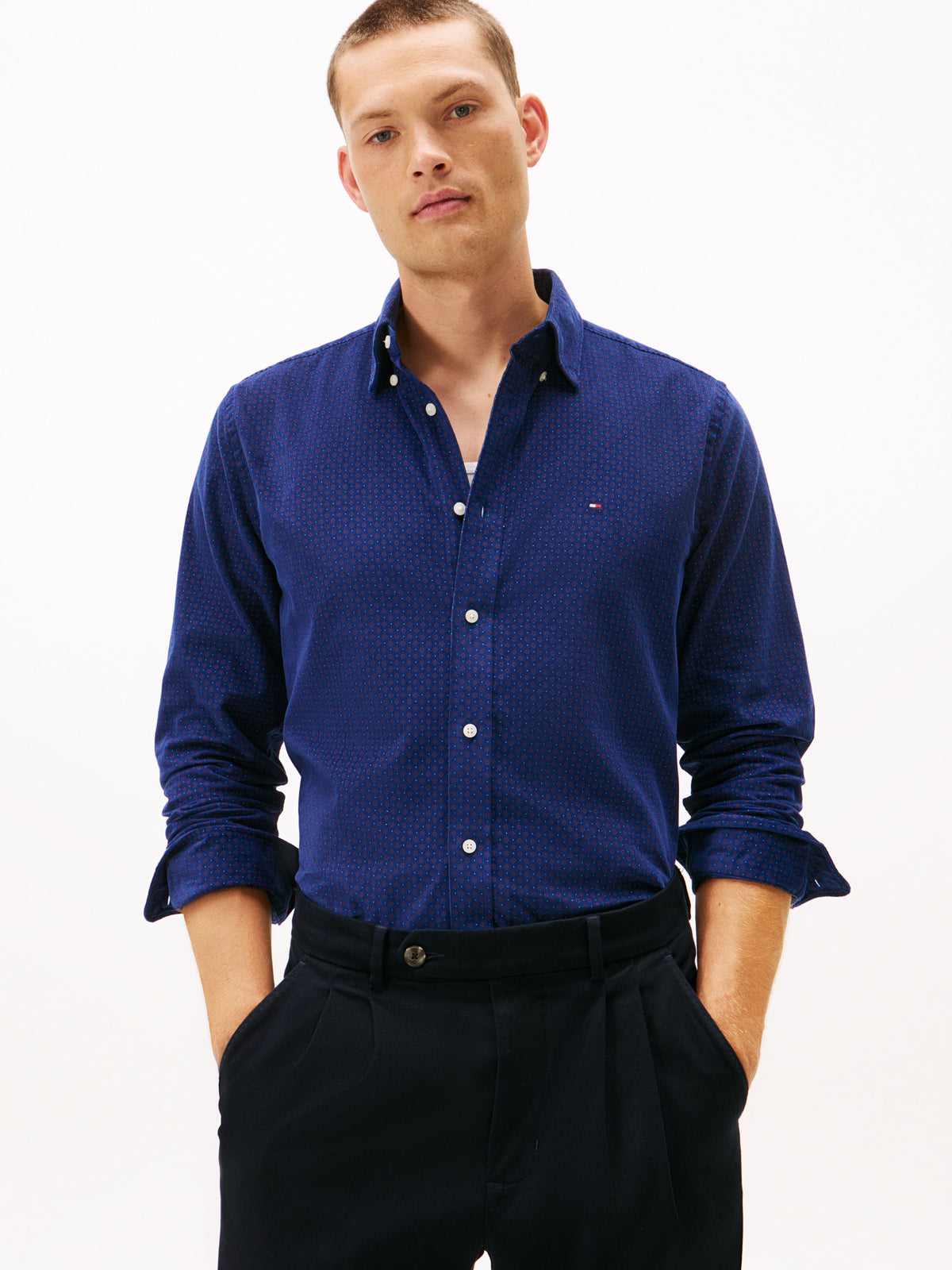 Long Sleeve Corduroy Shirt Navy