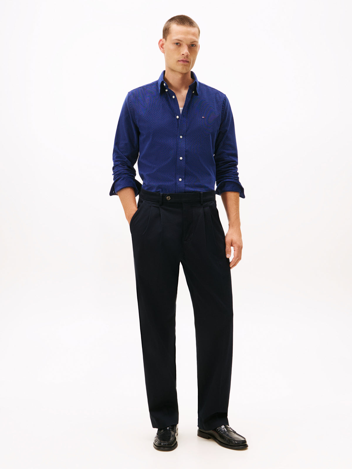 Long Sleeve Corduroy Shirt Navy