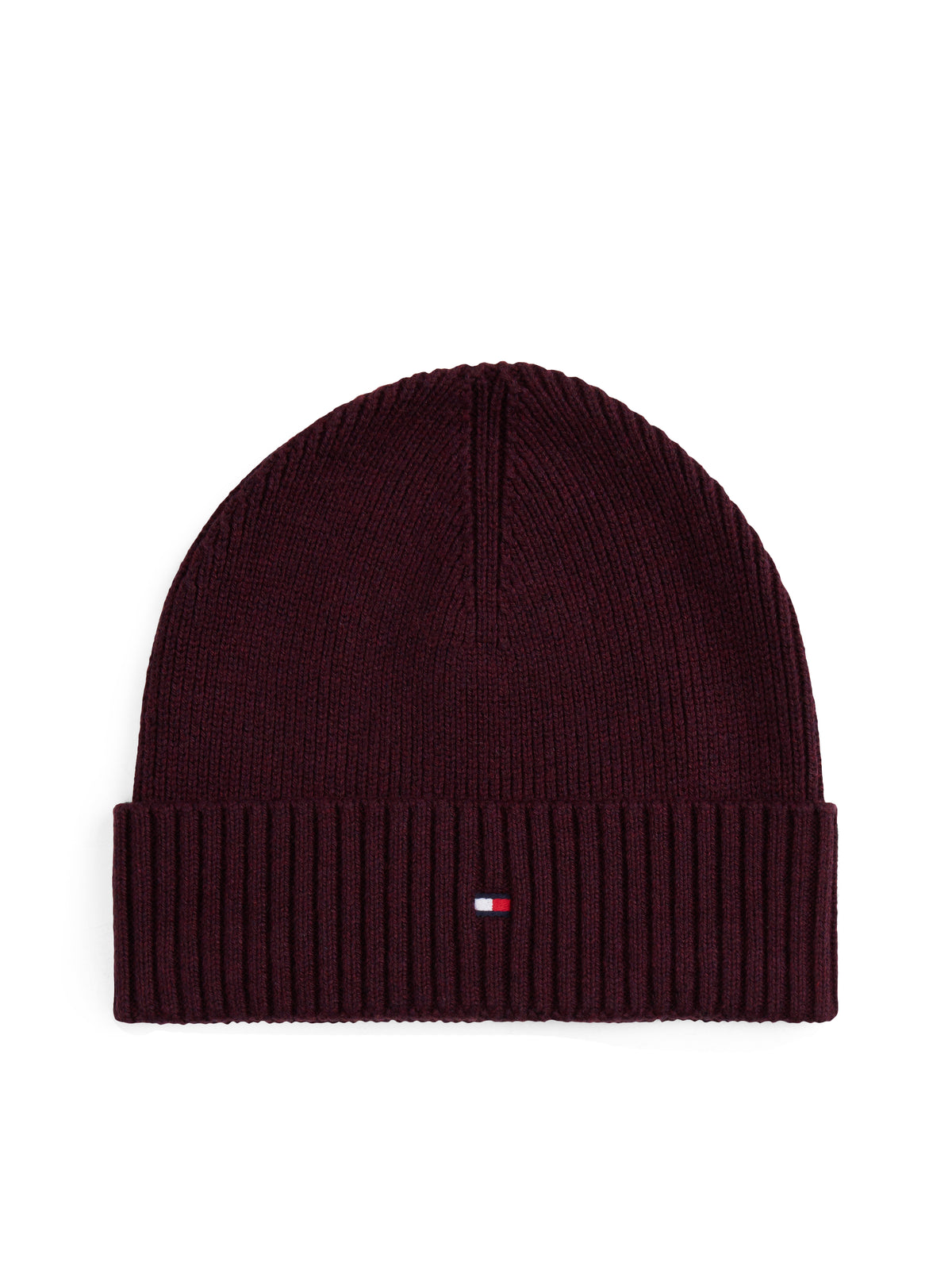 Hilfiger Flag Embroidery Cashmere Beanie deep burgundy melange