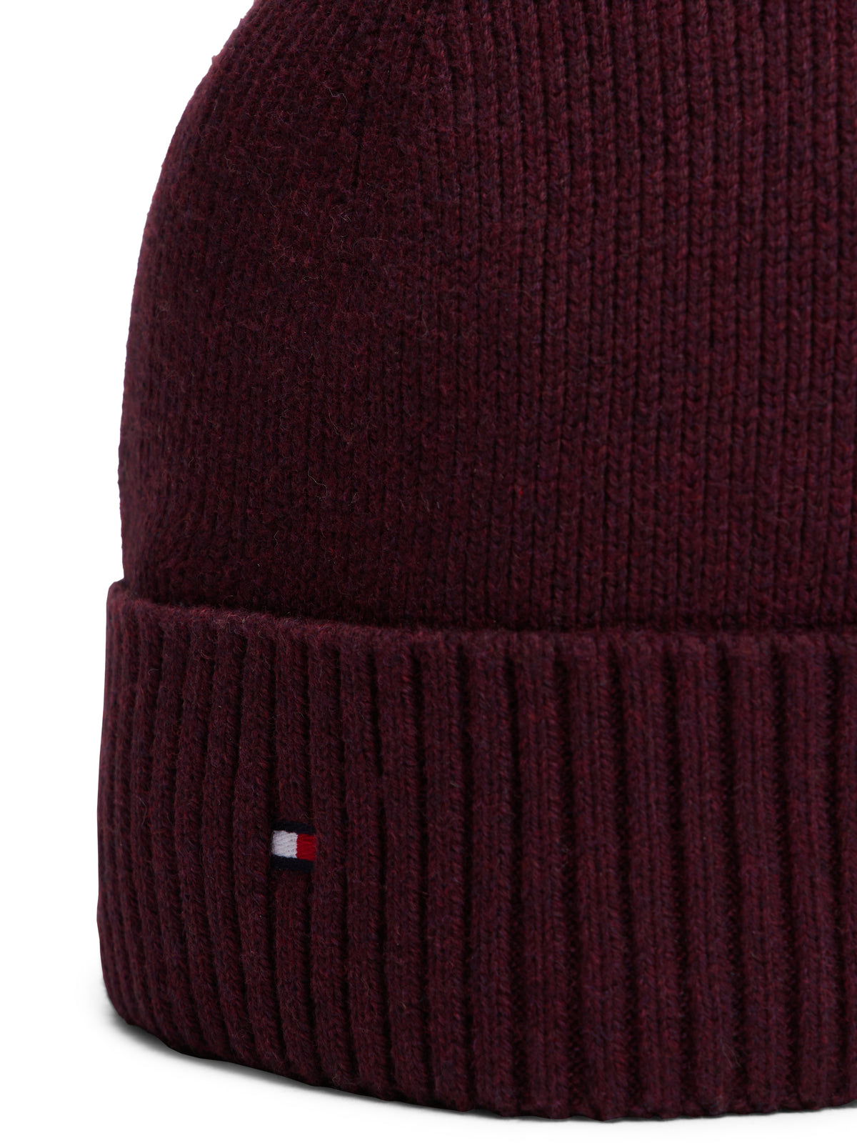 Hilfiger Flag Embroidery Cashmere Beanie deep burgundy melange