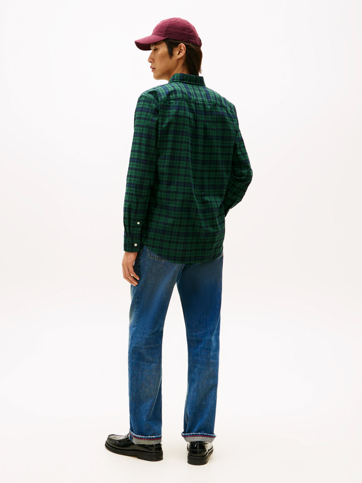 Long Sleeve Shirt Mercerized Check Shirt Navy/Green