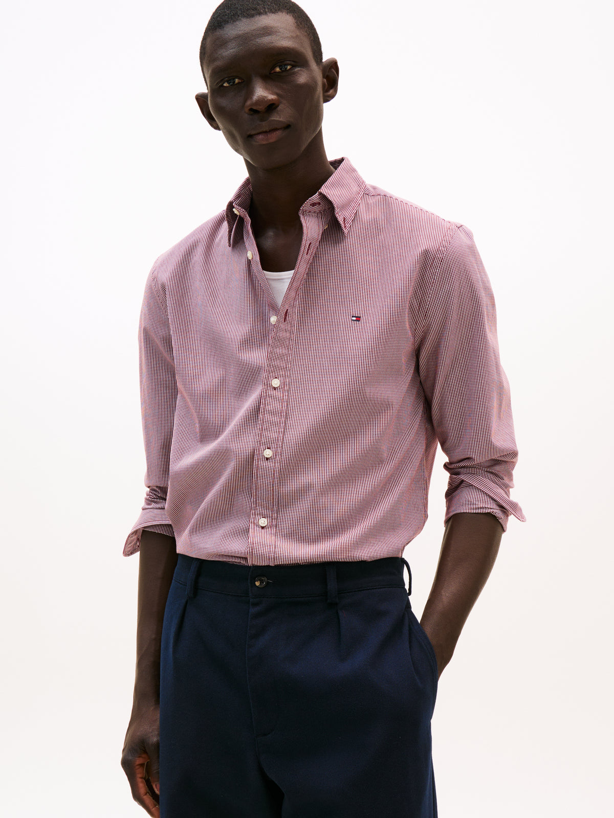 TH Flex Poplin Shirt deep rouge/check