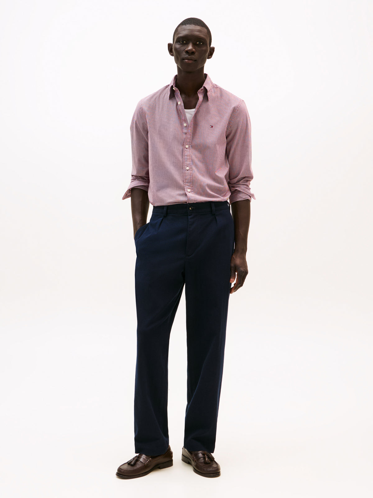 TH Flex Poplin Shirt deep rouge/check