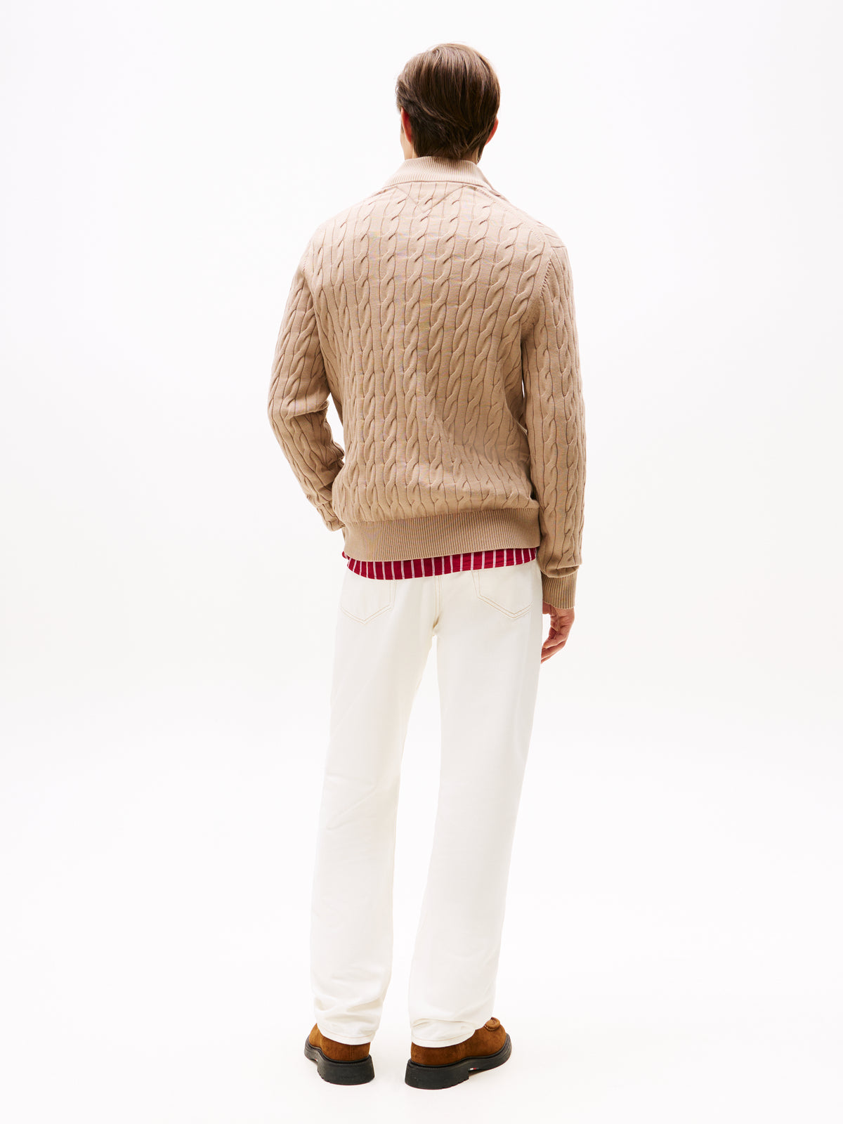 Cable Knit Half-Zip Jumper beige