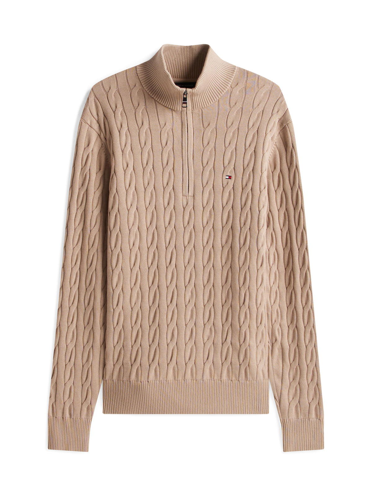 Cable Knit Half-Zip Jumper beige
