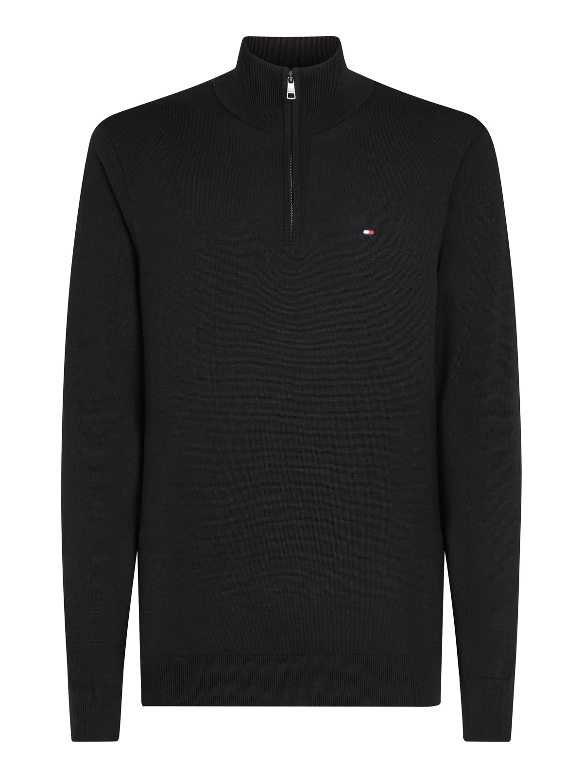 Quarter-Zip Mock Neck Jumper in black