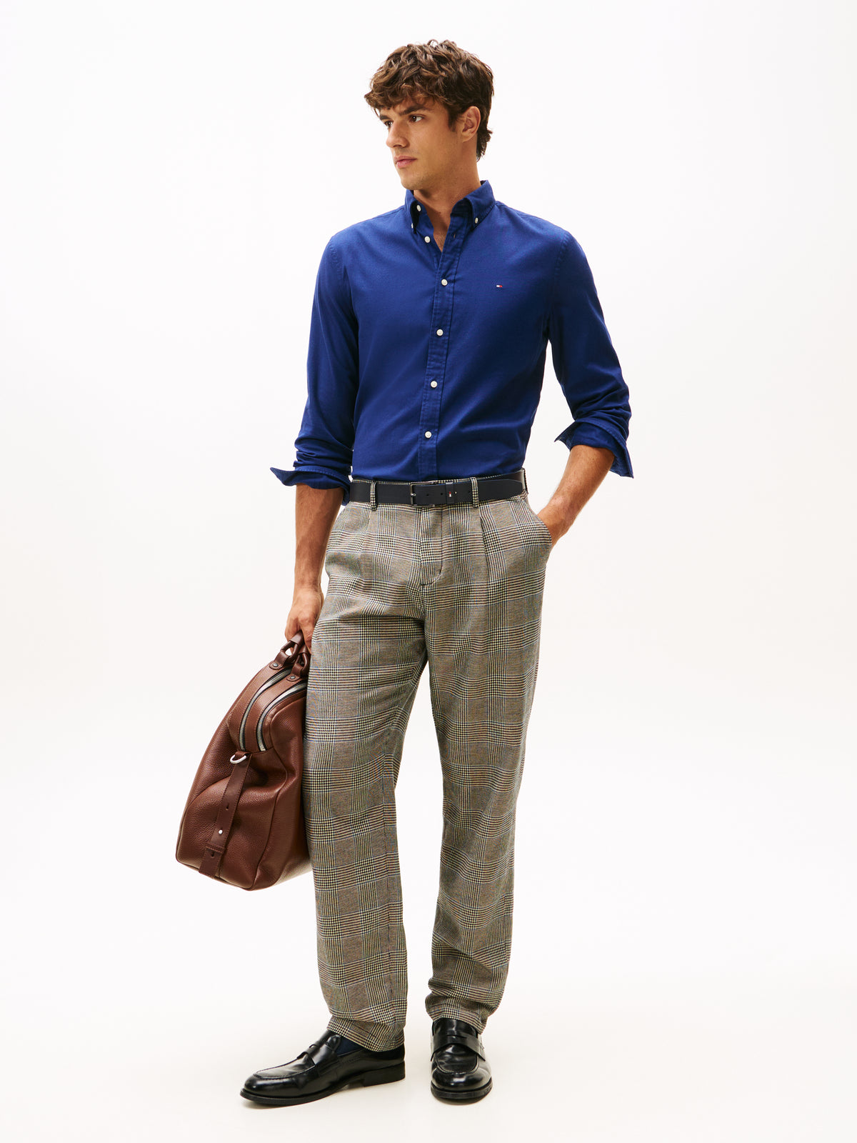 Flex Regular Fit Flannel Shirt Navy