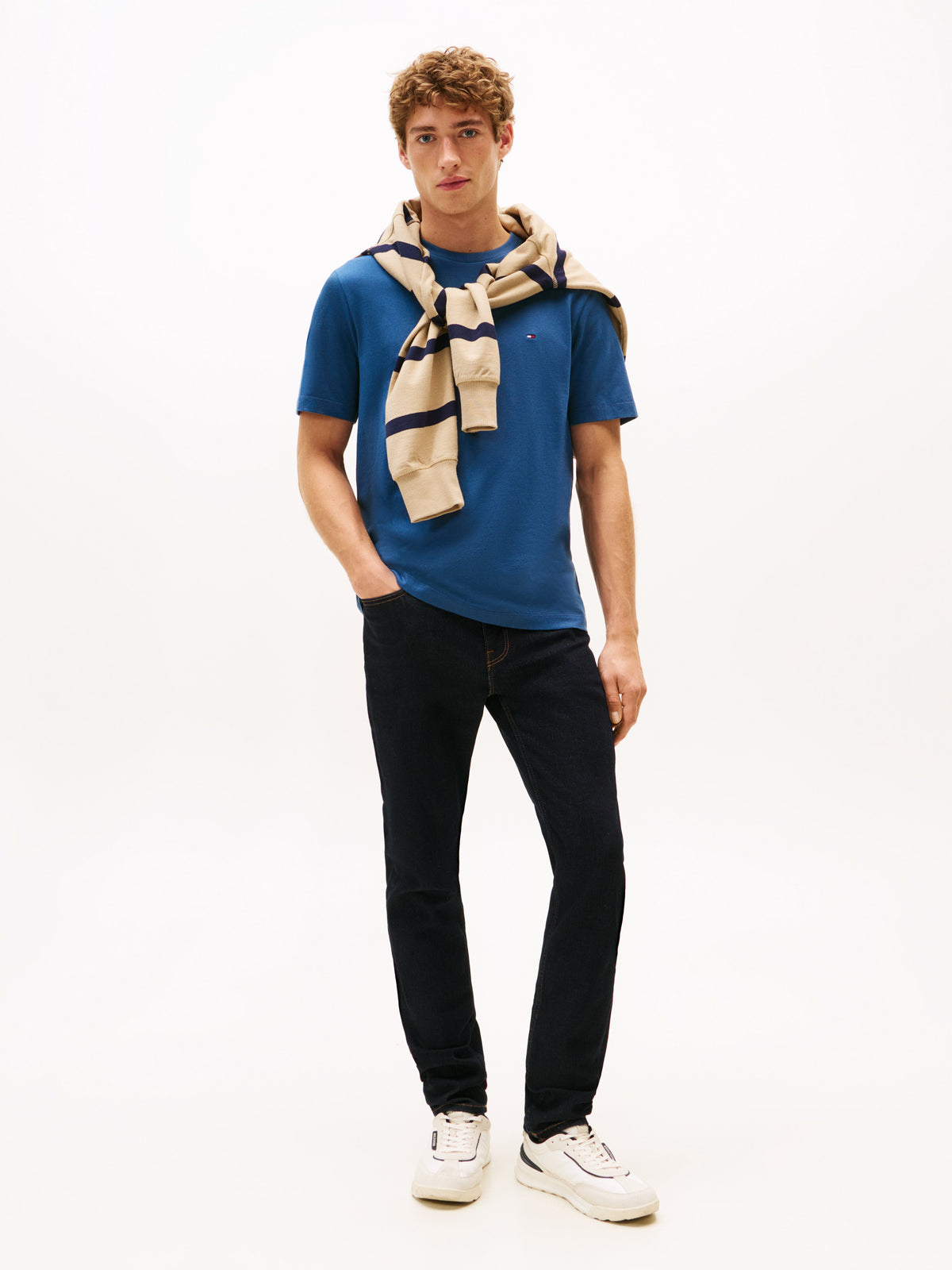 Flag Embroidery Crew Neck T-Shirt Aegean Sea