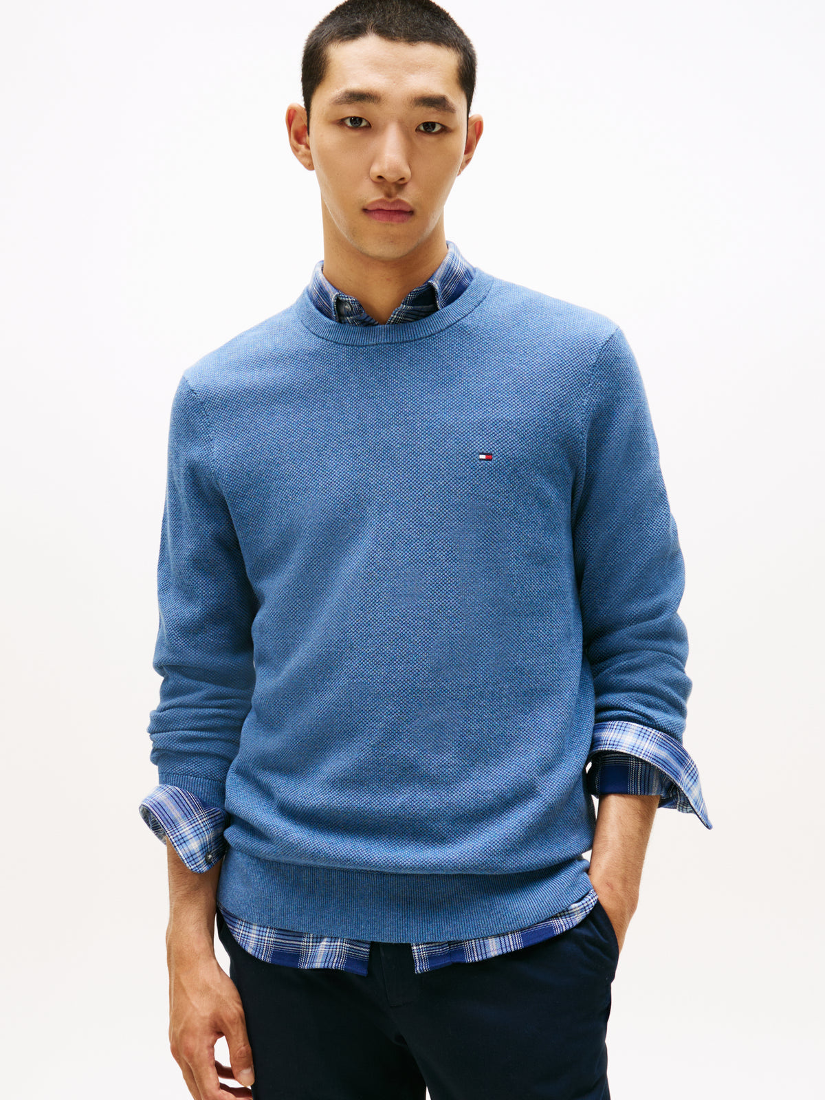 Essential Structure Crew Neck Petrol Blue Heather