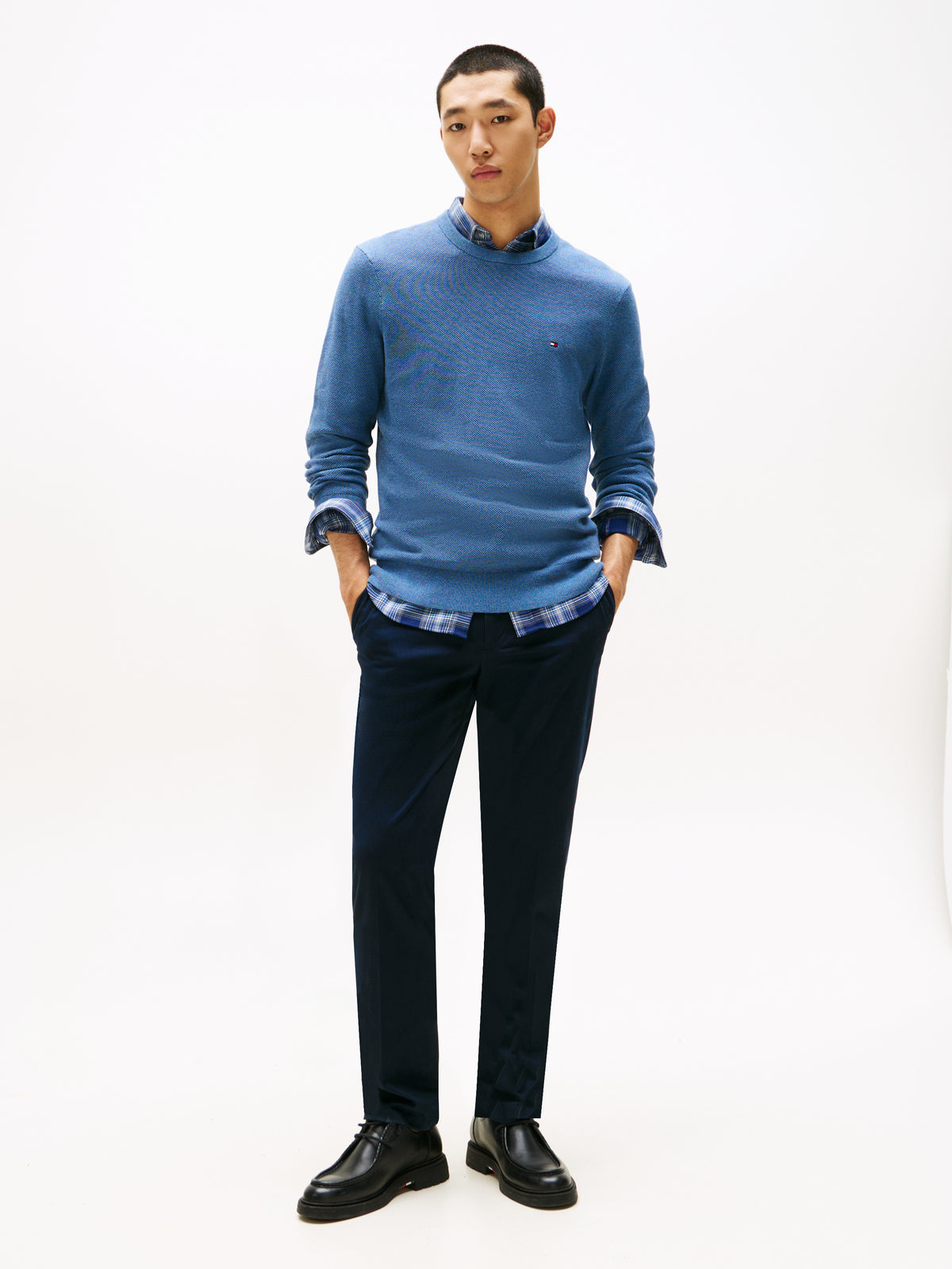 Essential Structure Crew Neck Petrol Blue Heather