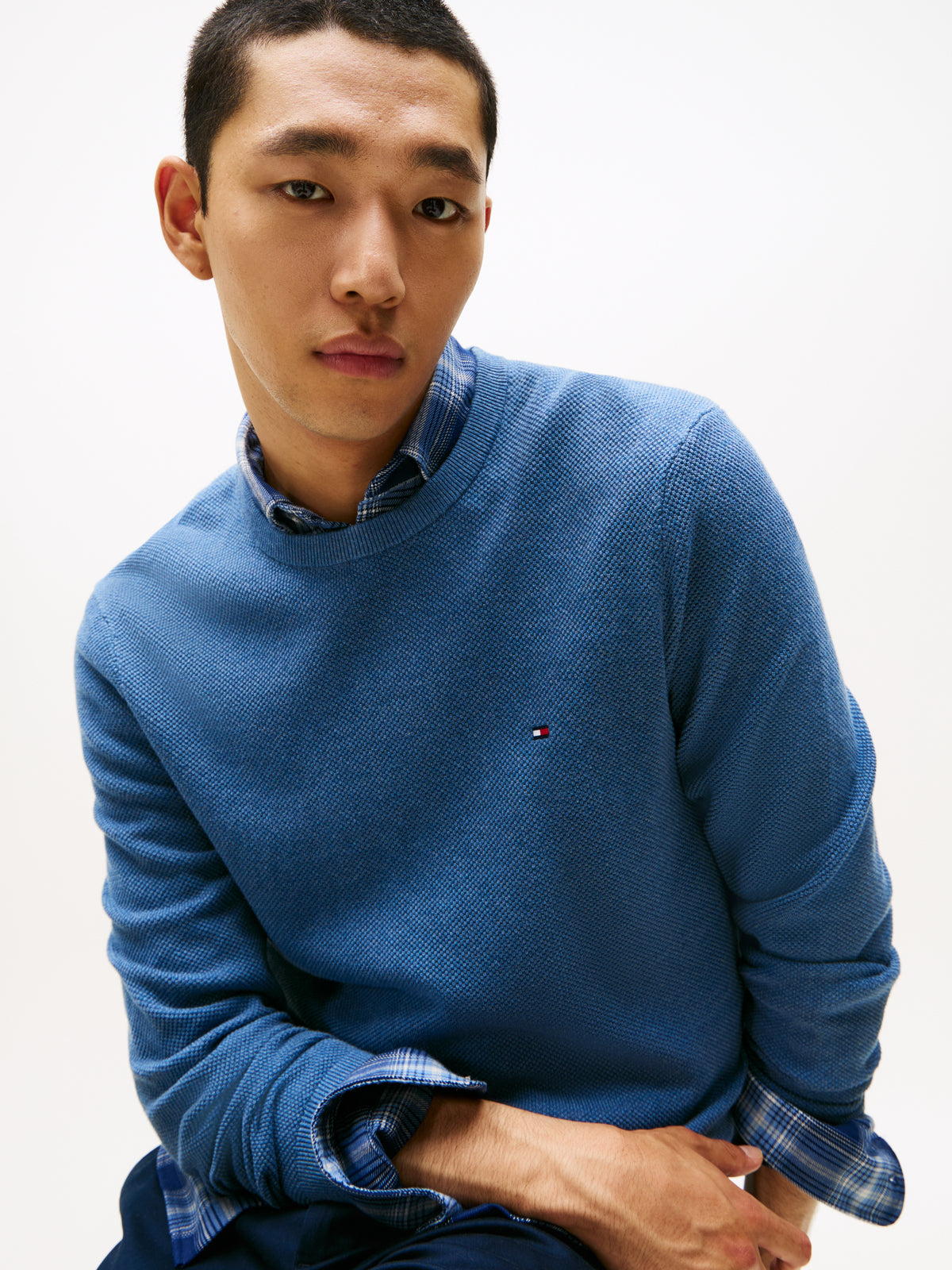 Essential Structure Crew Neck Petrol Blue Heather