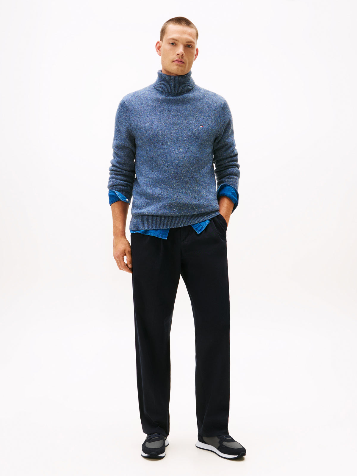 Suede Cleat Mixed Texture Trainers Navy blue