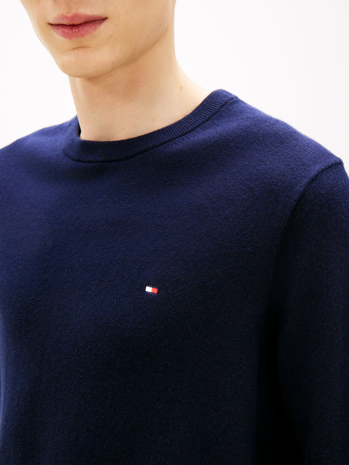 Cotton Cashmere Crew Neck Jumper Navy