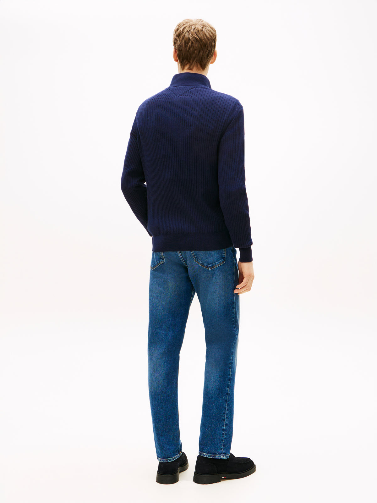 Quarter-Zip Jumper With Cashmere navy