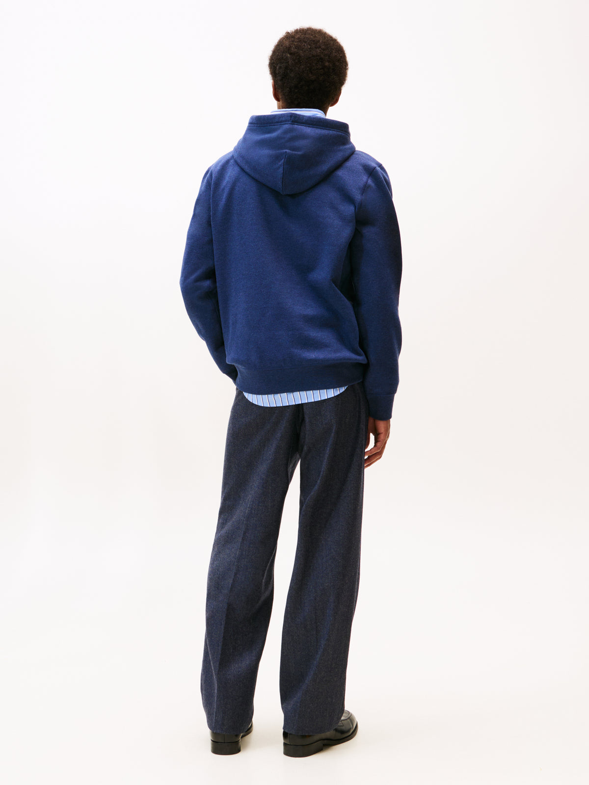 Flag Embroidery Fleece Hoody Blue