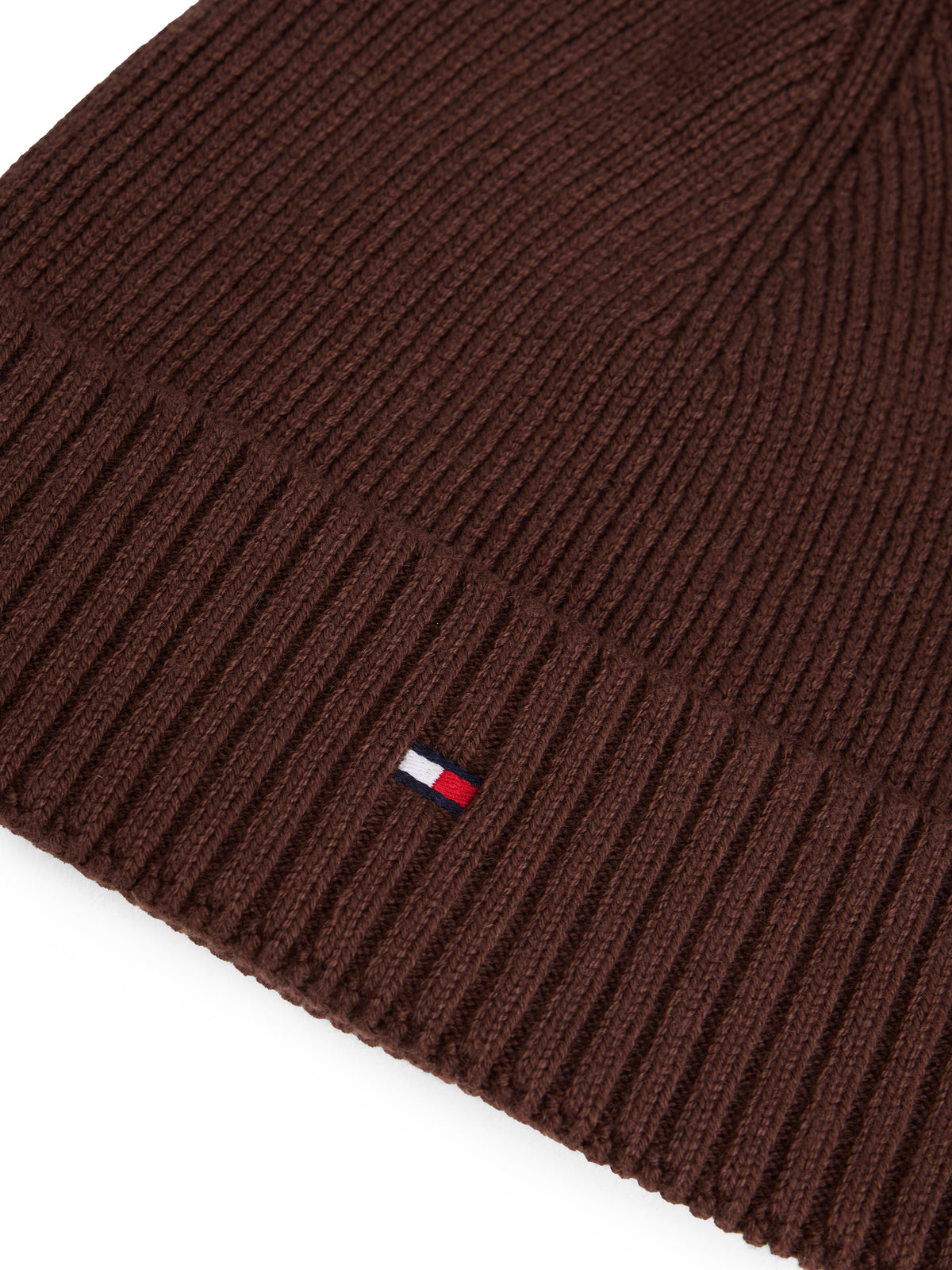 Hilfiger Flag Embroidery Beanie With Cashmere  Brown