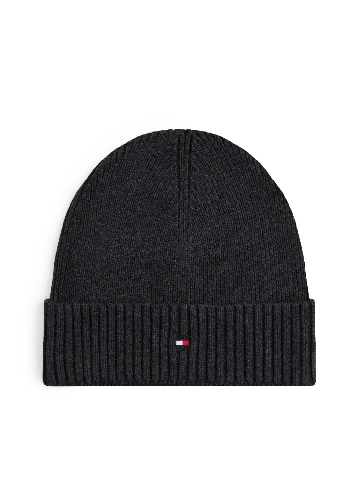 Hilfiger Flag Embroidery Cashmere Beanie Charcoal Gray