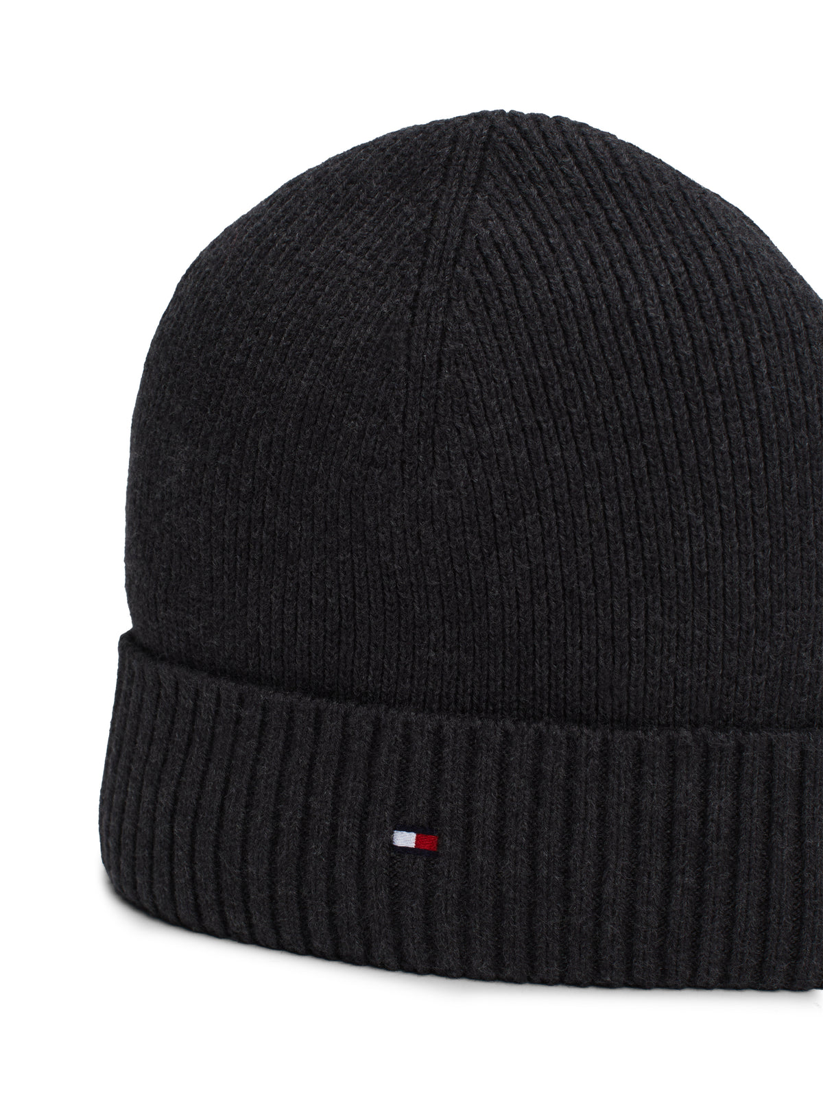 Hilfiger Flag Embroidery Cashmere Beanie Charcoal Gray