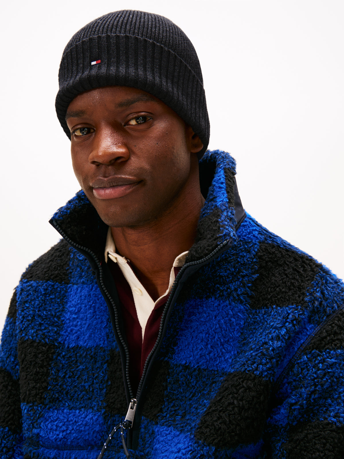 Hilfiger Flag Embroidery Cashmere Beanie Charcoal Gray