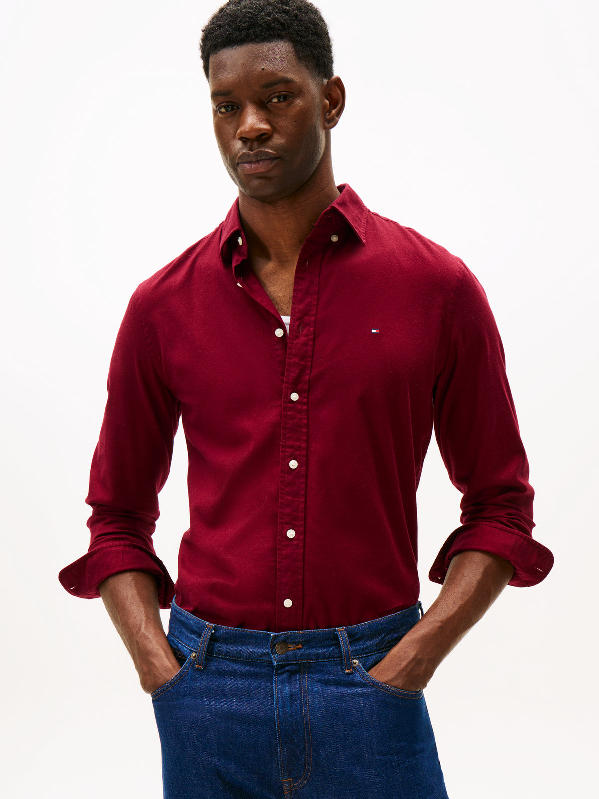 Flex Regular Fit Flannel Shirt Burgundy
