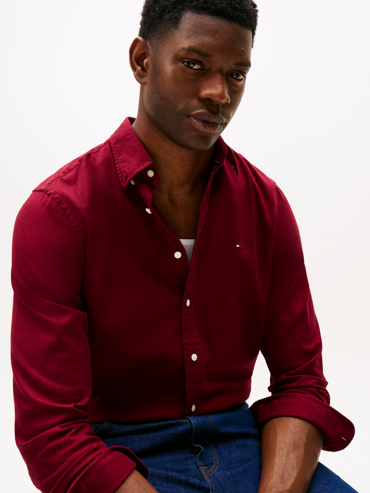 Flex Regular Fit Flannel Shirt Burgundy