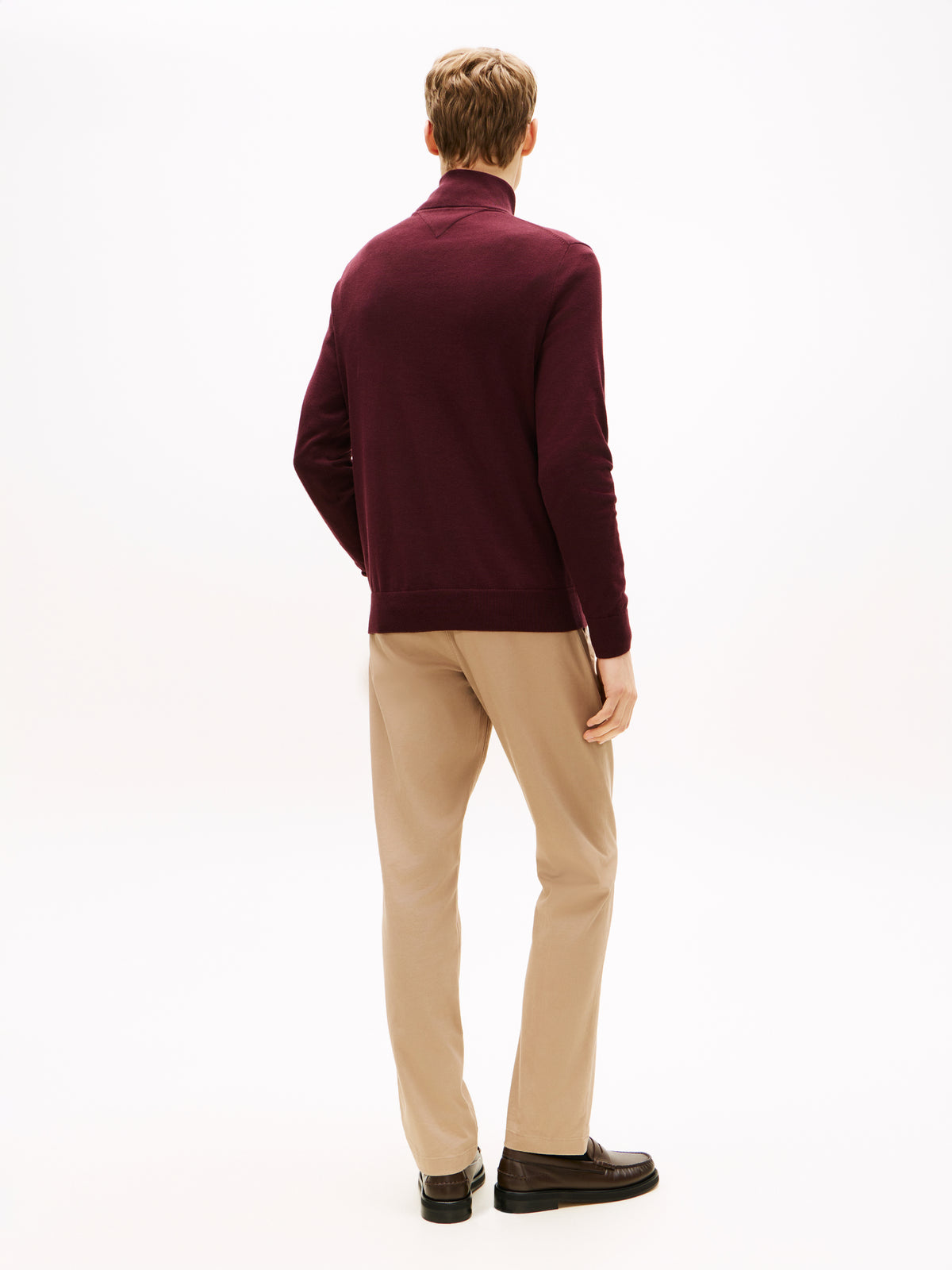 Quarter-Zip Mock Neck Jumper Deep Burgundy