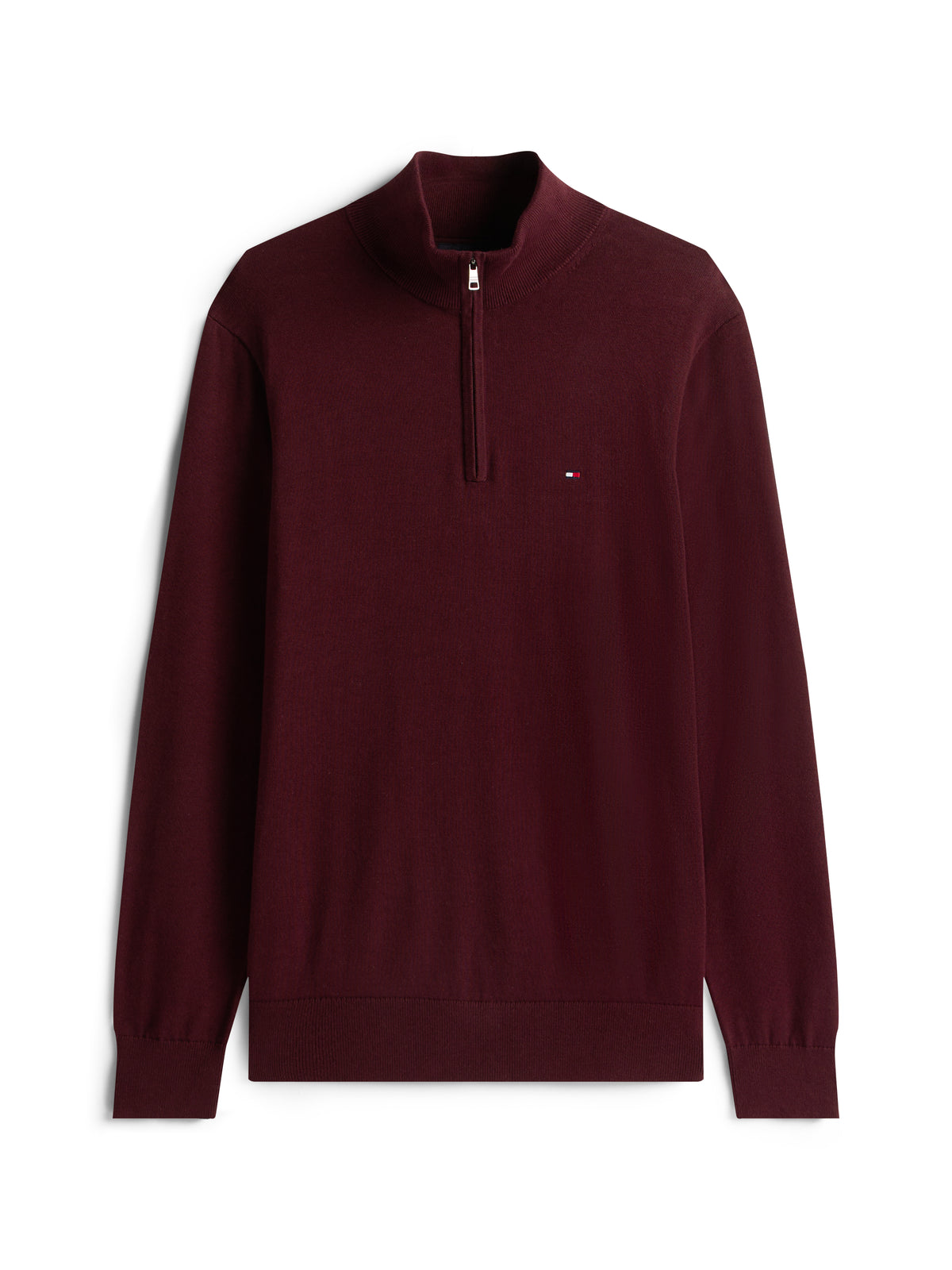 Quarter-Zip Mock Neck Jumper Deep Burgundy