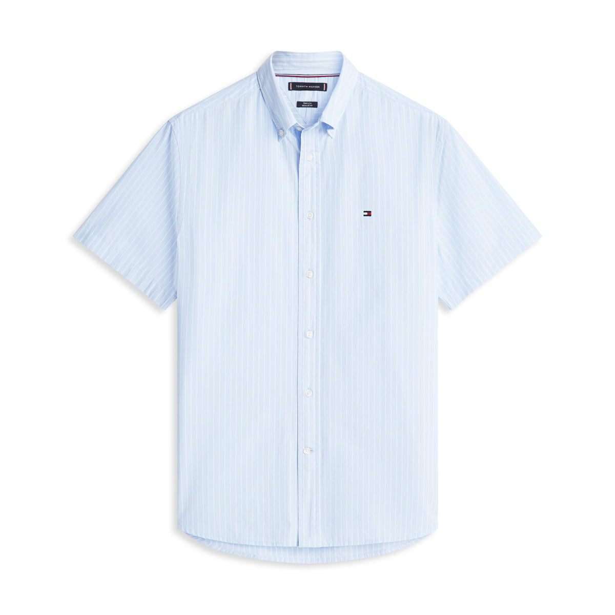 Tommy Hilfiger TH Flex Regular Fit Short Sleeve Shirt – Blue Stripe