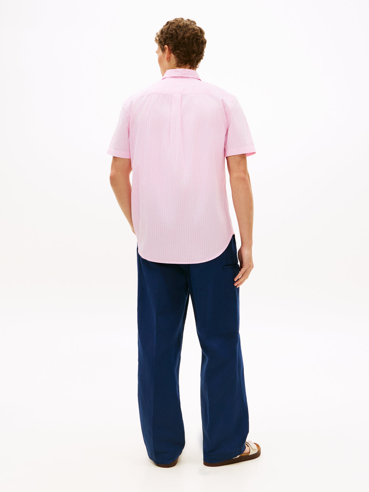 Tommy Hilfiger TH Flex Regular Fit Short Sleeve Shirt – Pink Stripe