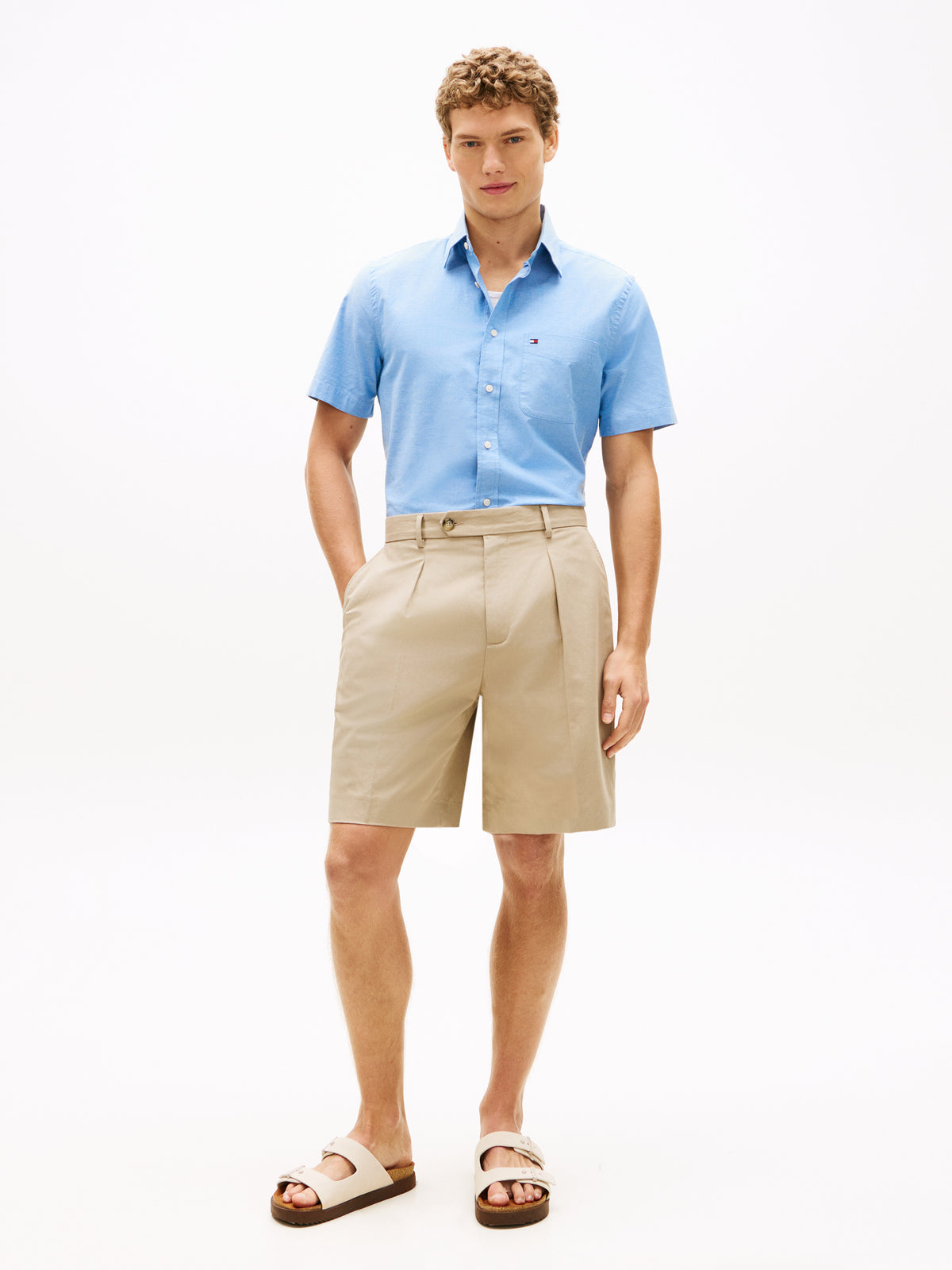 Tommy Hilfiger Regular Fit Lightweight Short Sleeve Oxford Shirt – Light Blue