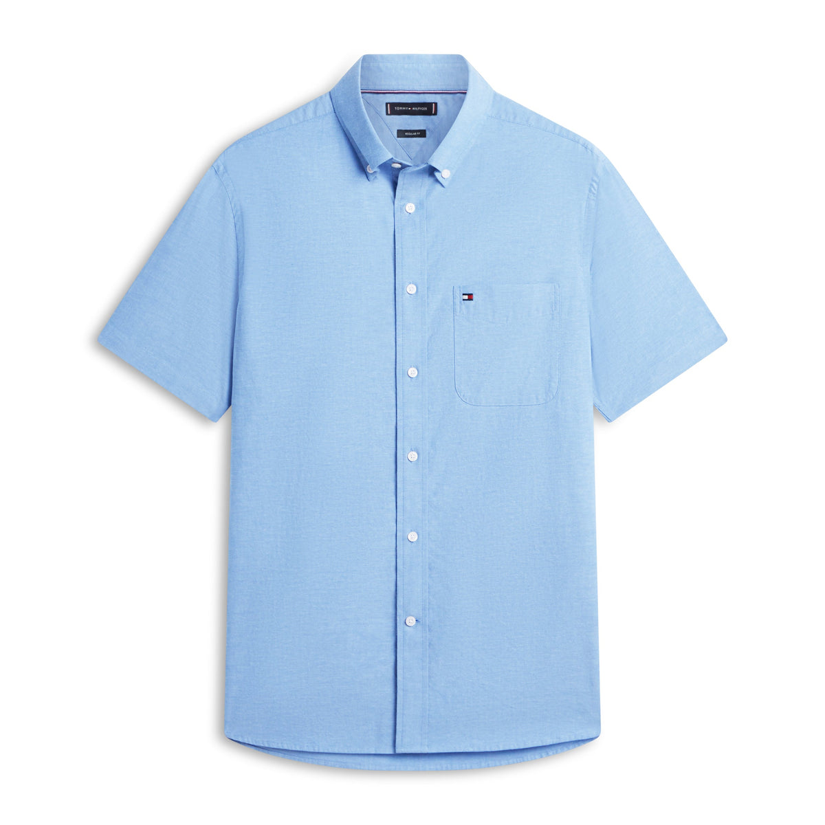 Tommy Hilfiger Regular Fit Lightweight Short Sleeve Oxford Shirt – Light Blue
