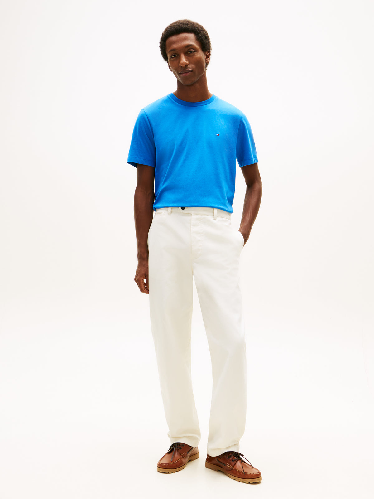 Tommy Hilfiger Flag Embroidery Crew Neck T-Shirt – Blue