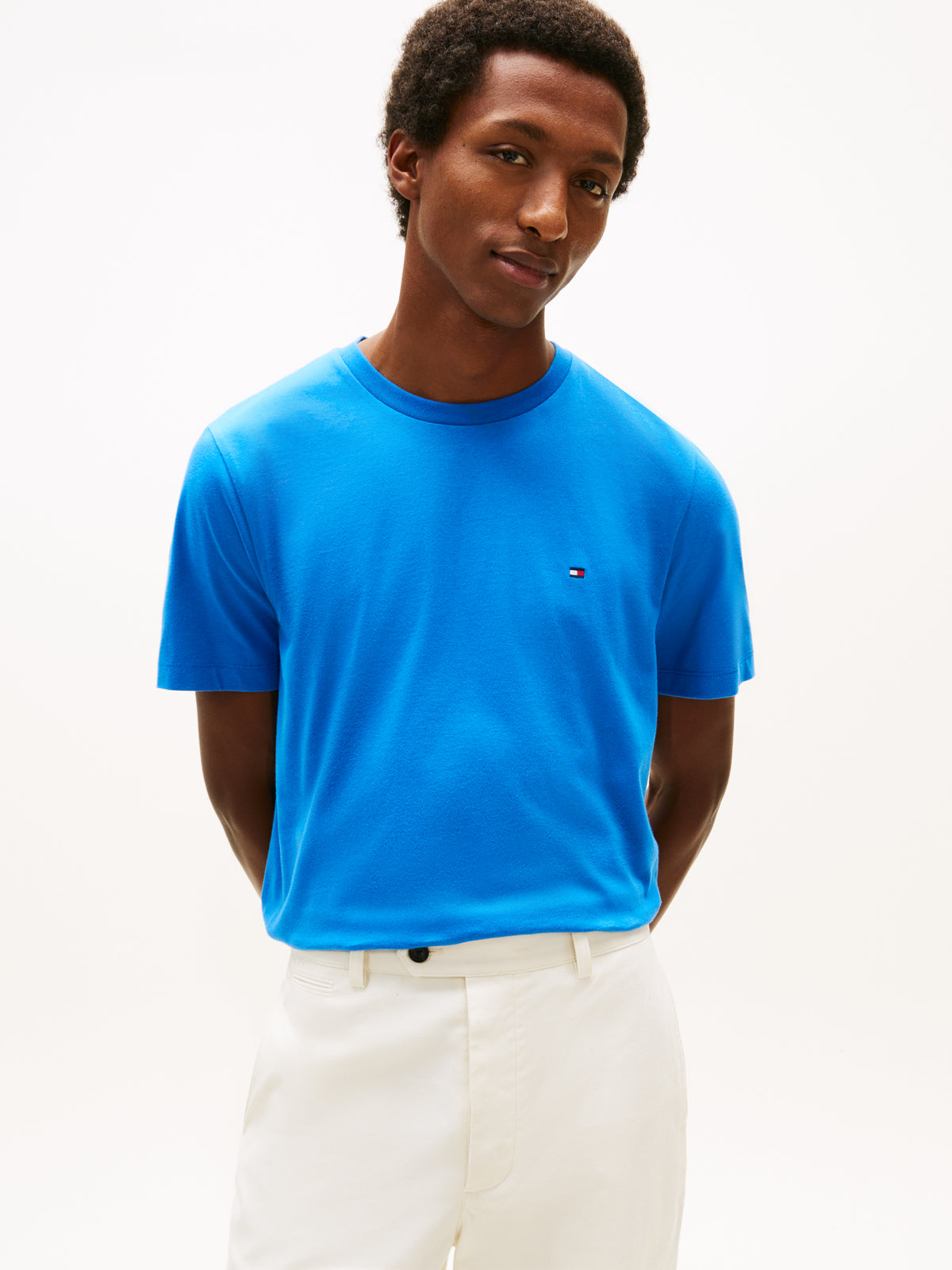 Tommy Hilfiger Flag Embroidery Crew Neck T-Shirt – Blue