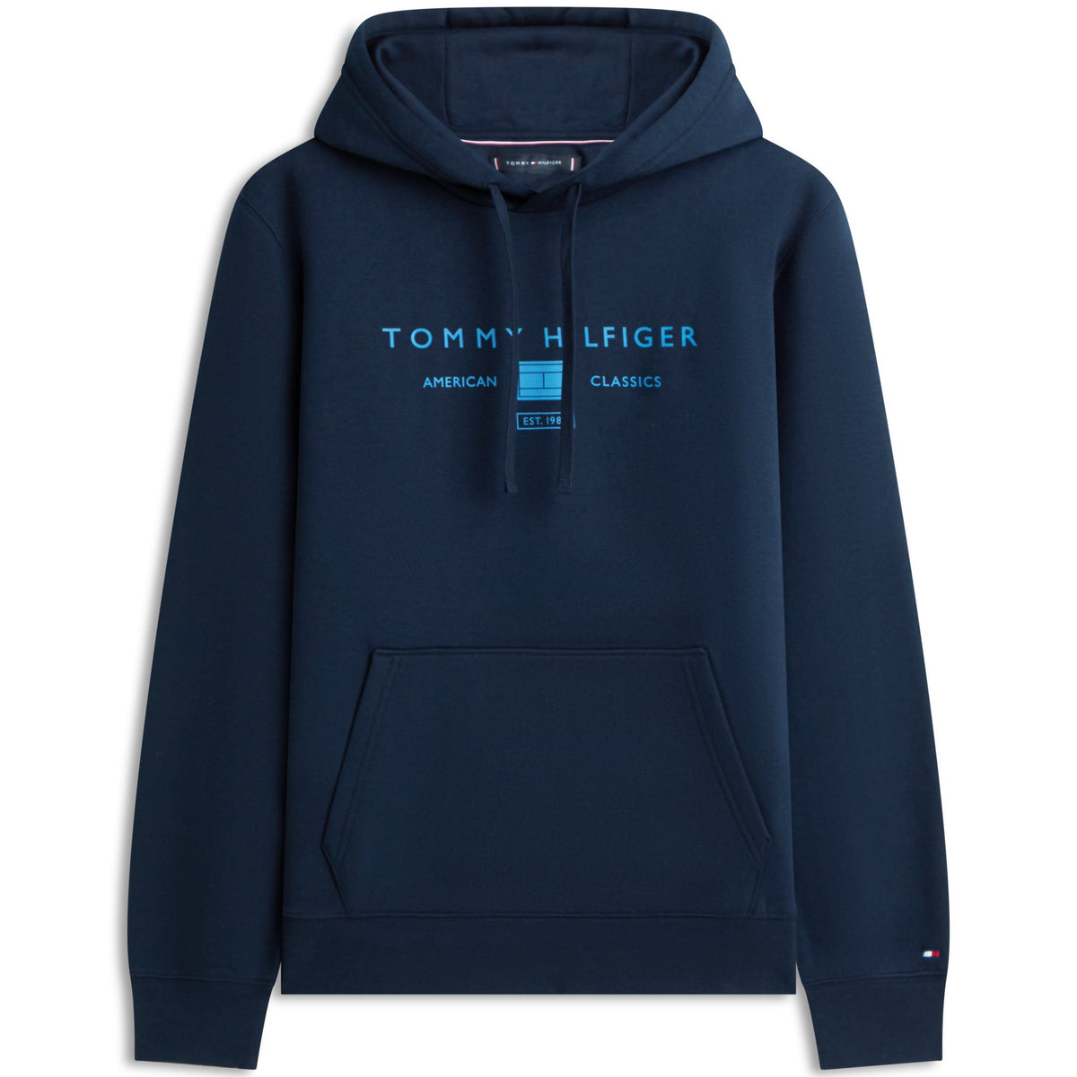 Tommy Hilfiger Logo Terry Drawstring Hoody – Navy