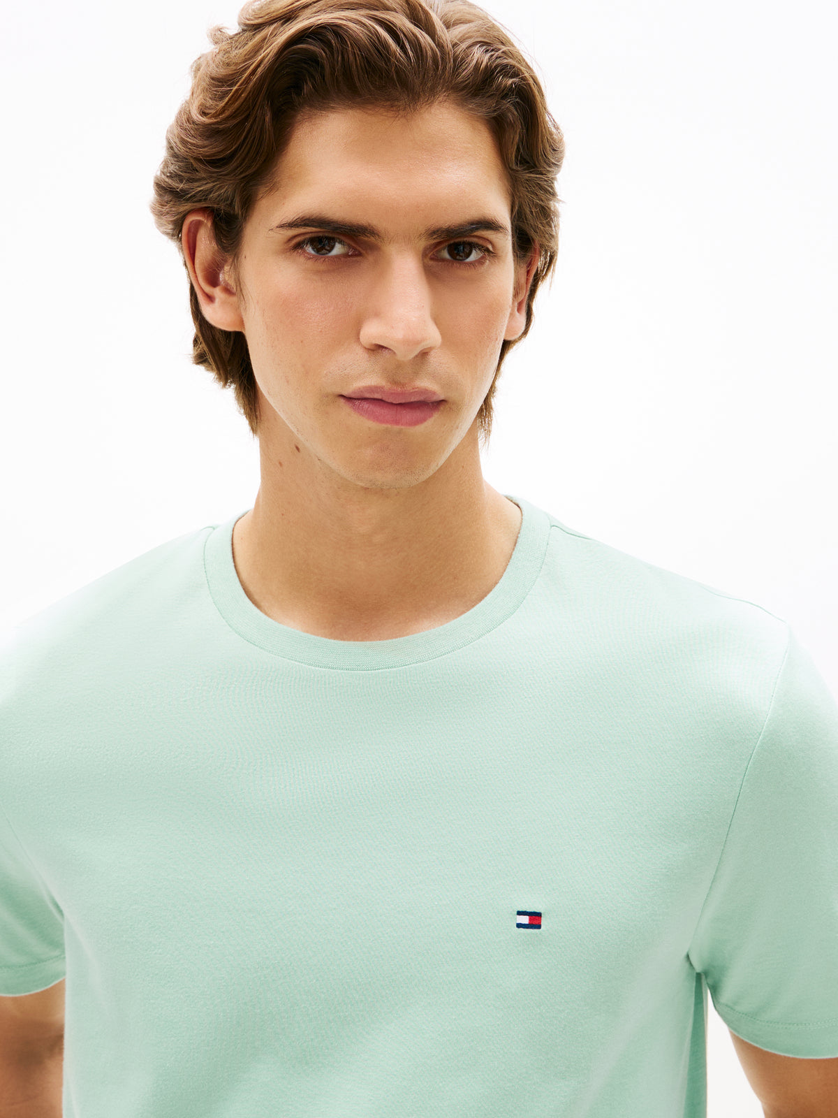 Tommy Hilfiger Flag Embroidery Crew Neck T-Shirt – Mint Green