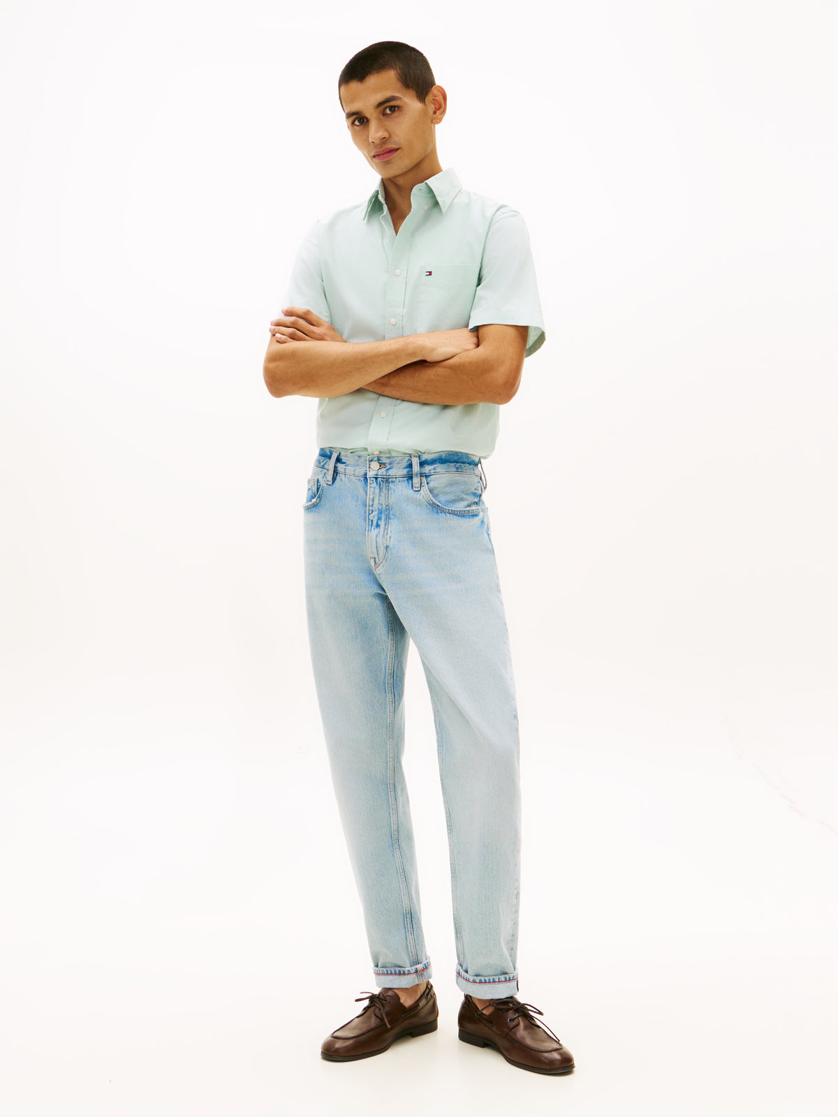 Tommy Hilfiger Regular Fit Lightweight Short Sleeve Oxford Shirt – Mint