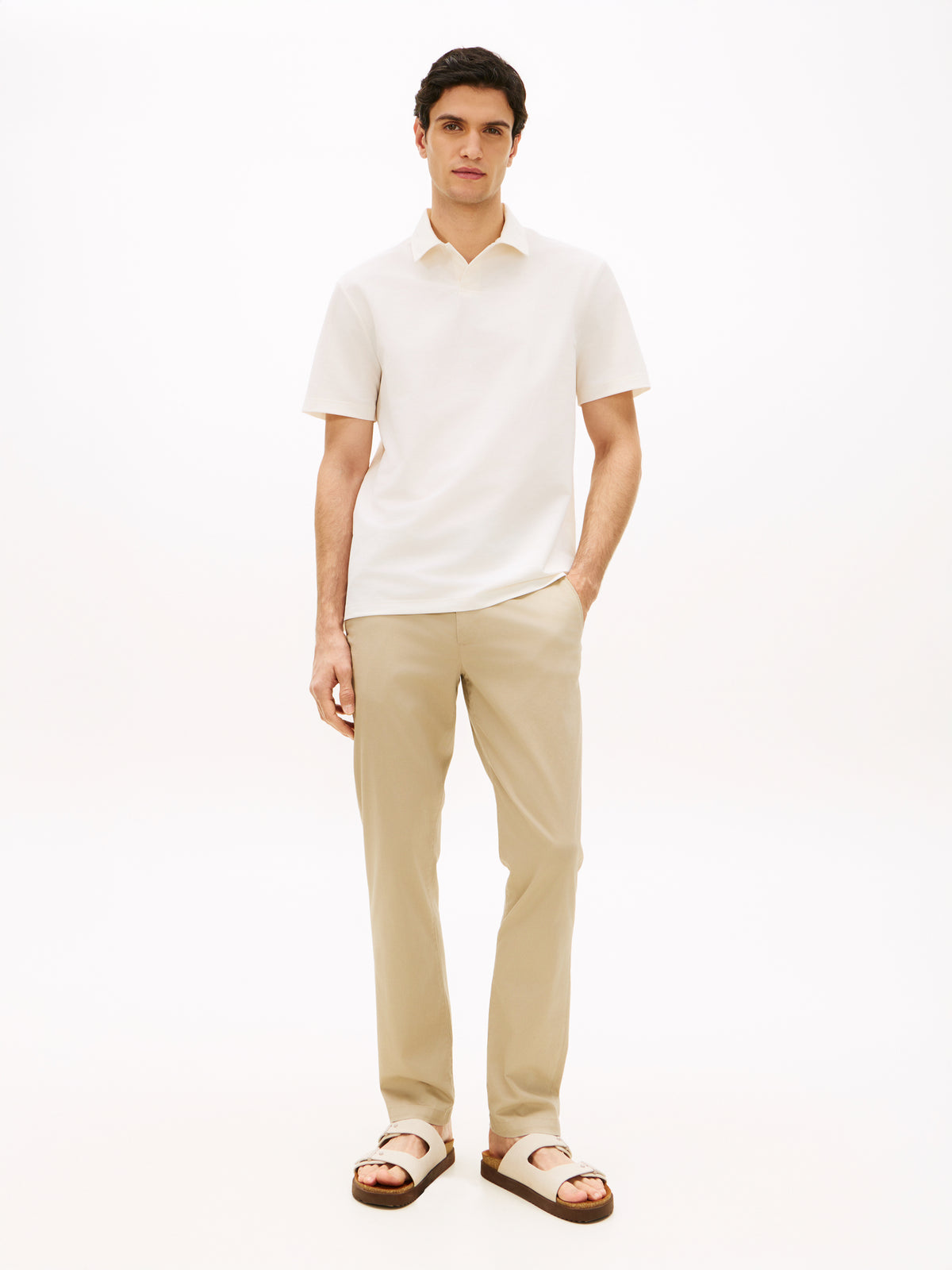 Tommy Hilfiger Denton Micro Print Straight Leg Chinos – Beige