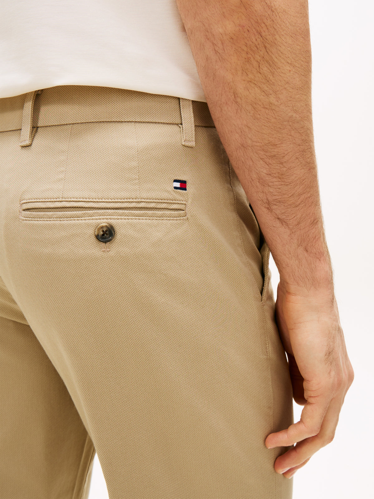 Tommy Hilfiger Denton Micro Print Straight Leg Chinos – Beige