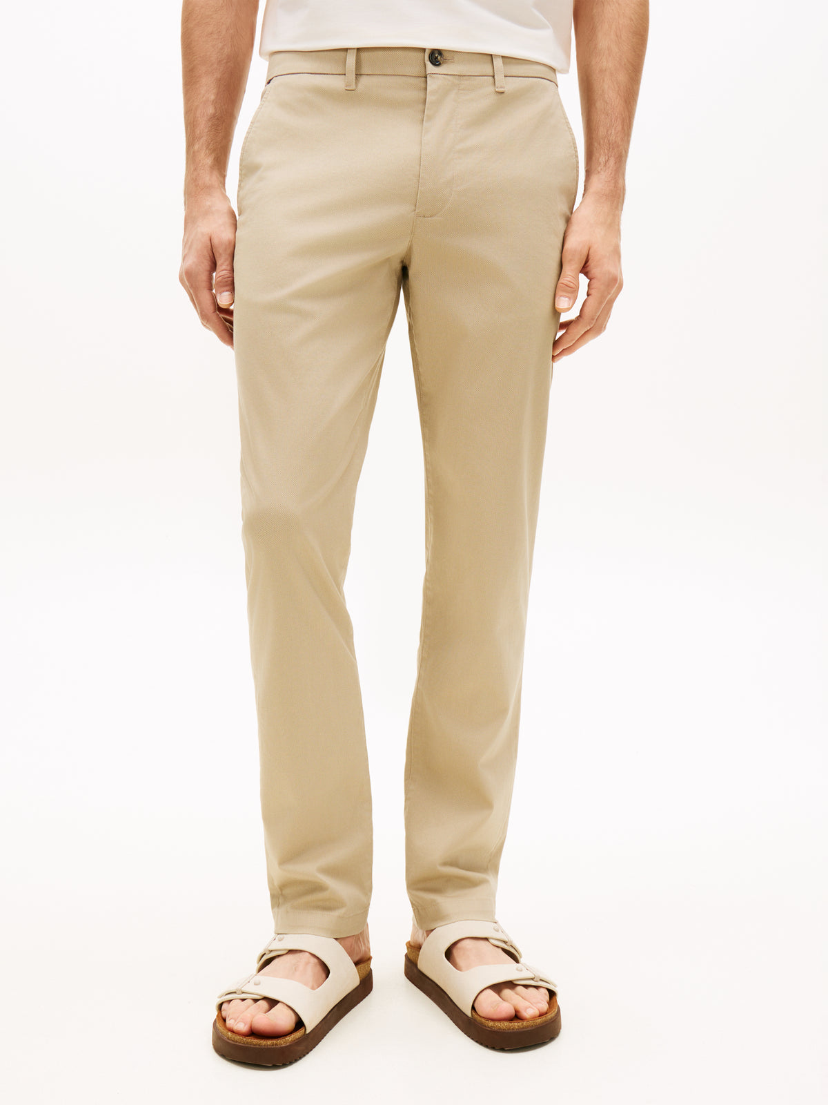 Tommy Hilfiger Denton Micro Print Straight Leg Chinos – Beige