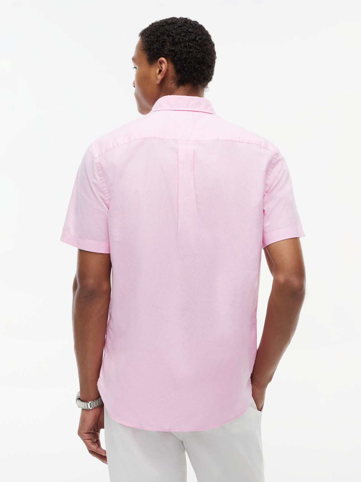 Tommy Hilfiger Regular Fit Lightweight Short Sleeve Oxford Shirt – Pink
