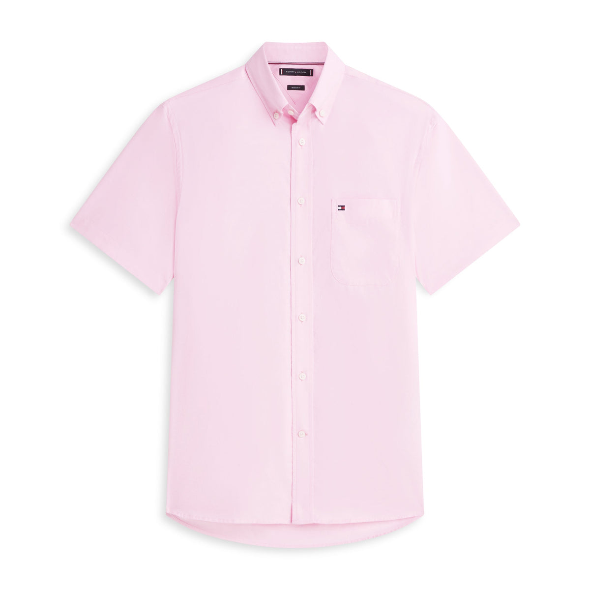 Tommy Hilfiger Regular Fit Lightweight Short Sleeve Oxford Shirt – Pink