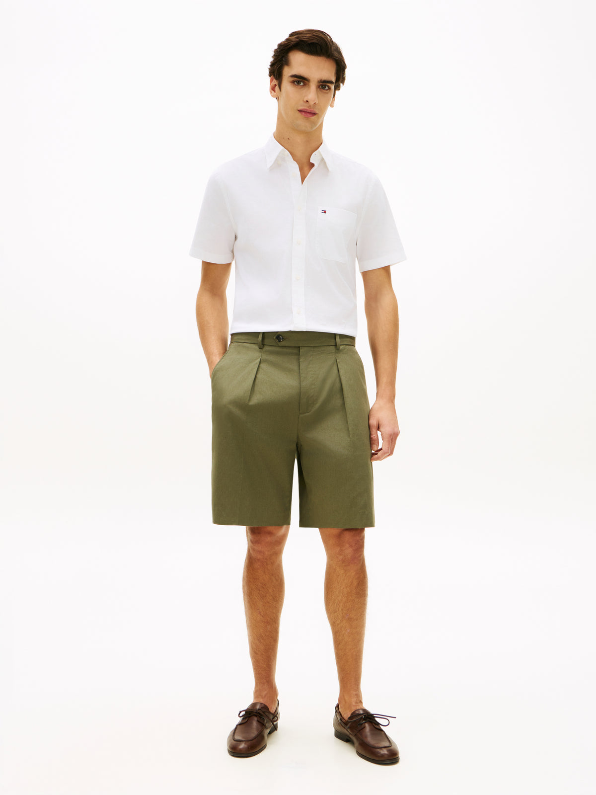 Tommy Hilfiger Regular Fit Lightweight Short Sleeve Oxford Shirt – White