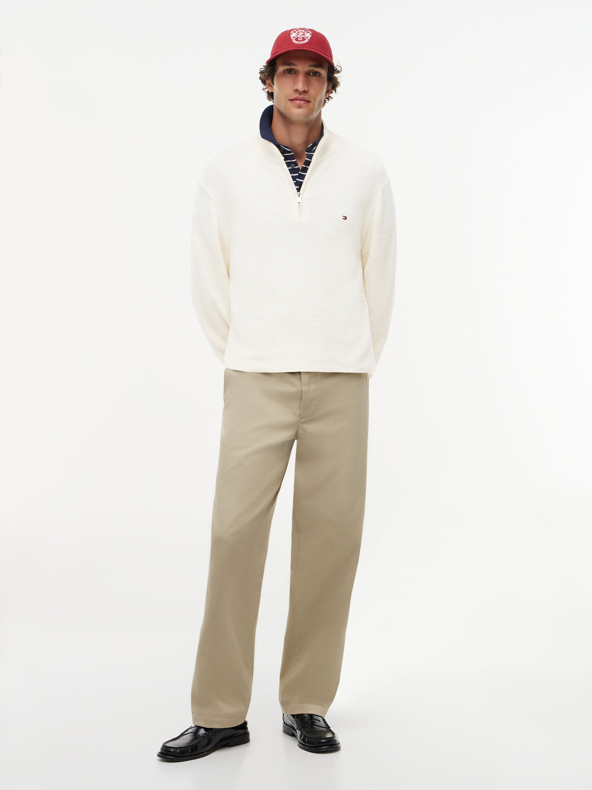 Tommy Hilfiger Seasonal Structure Zip Mock – Ecru