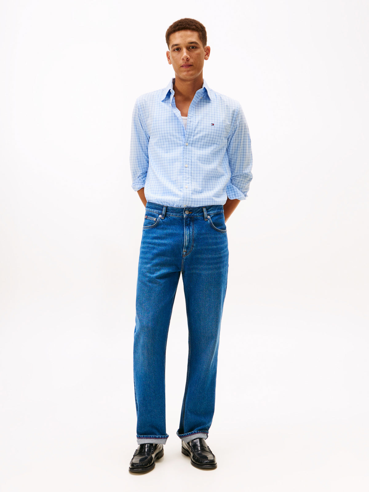 Long sleeve shirt in sweet blue / check