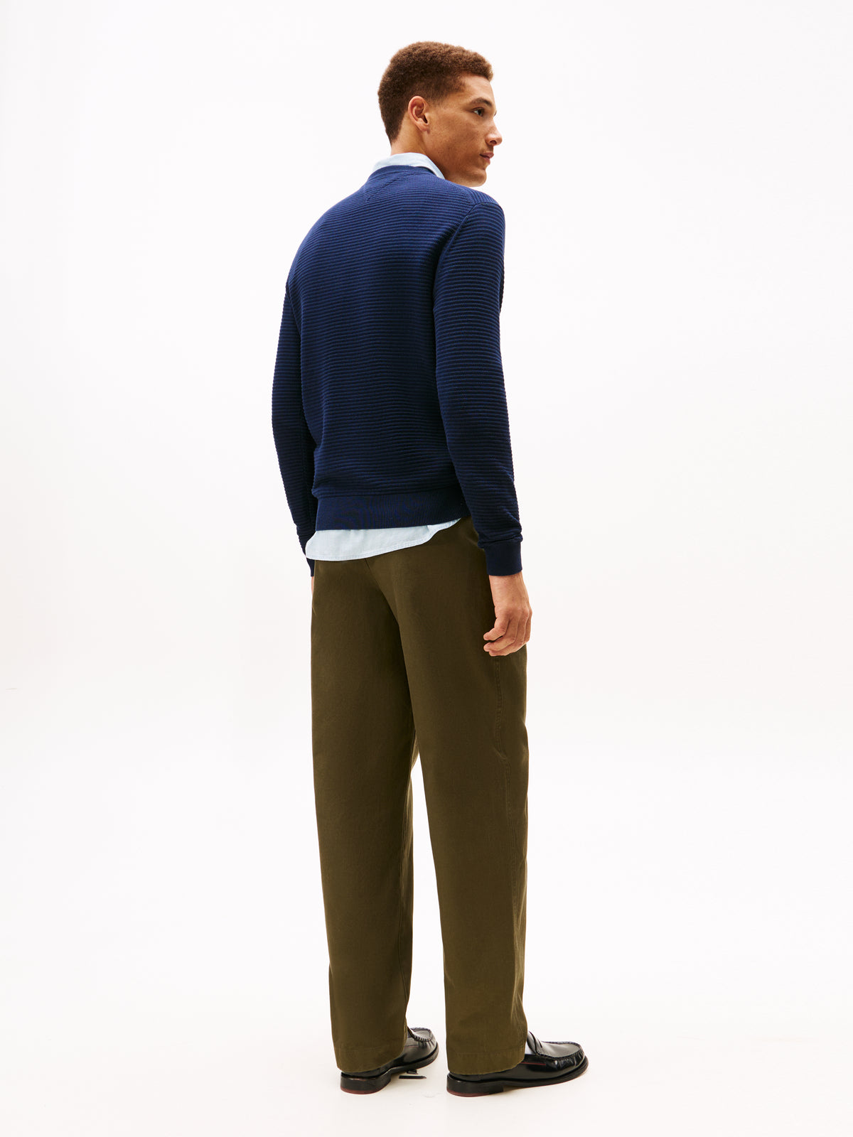 Textured Knit Crew Neck Jumper Navy