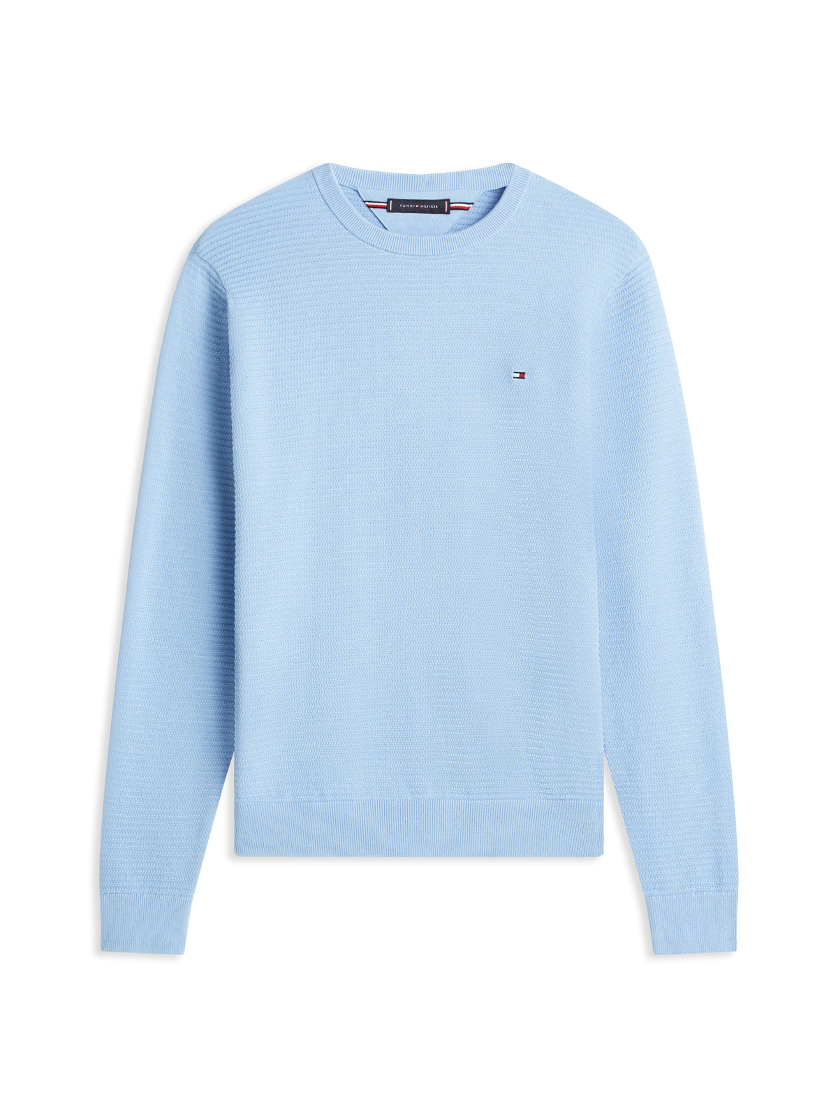 Textured Knit Crew Neck Jumper in Well Water