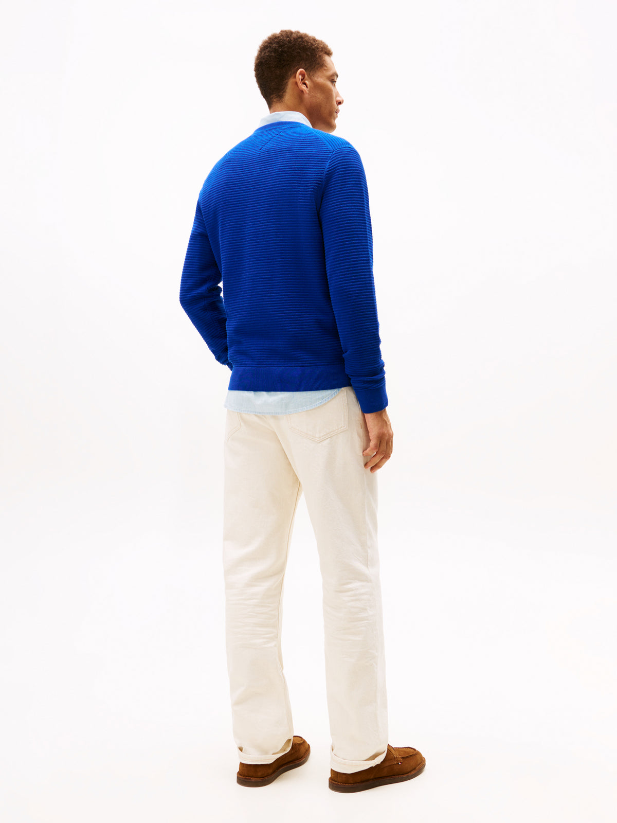 Textured Knit Crew Neck Jumper bold blue